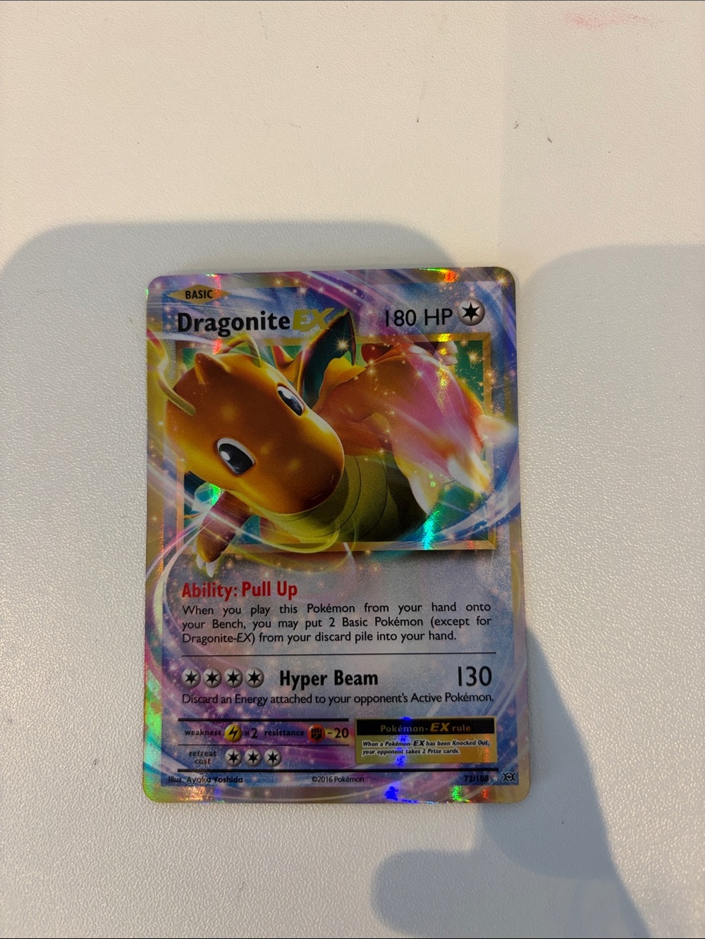 Pokemon Dragonite EX Holographic Yellow-Orange Foil Card